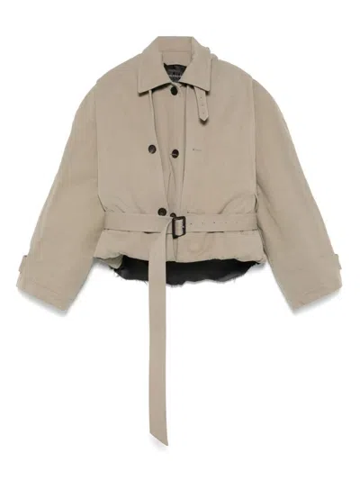 Balenciaga Raincoats With Belted Waist And Detachable Strap In Neutral