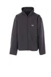 Balenciaga Hooded Logo-embroidered Jacket In Black