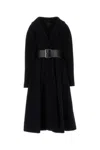 Balenciaga Wool Blend Coat Belted Waist Long Sleeves In Black