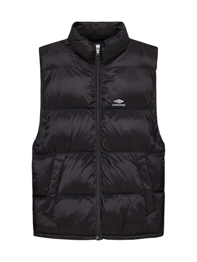 Balenciaga Quilted Nylon Puffer Vest In Black