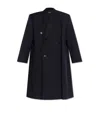 Balenciaga Blue Oversized Double Breasted Coat In Black