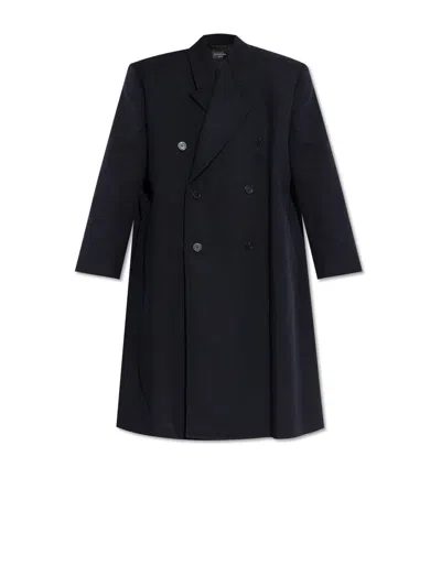 Balenciaga Coats Blue In Black