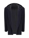 Balenciaga Hooded Short Coat Lapel Collar In Blue