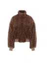 Balenciaga Cropped Jacket With Raised Cable Pattern In Brown