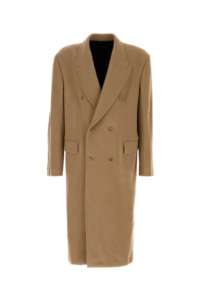 Balenciaga Collared Button-up Coat In Brown