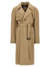 Balenciaga Maxi Deconstructed Trench Coat In Desert Beige