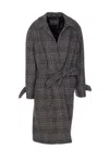 Balenciaga Checkered Pattern One Layer Coat In Gray