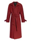 Balenciaga Houndstooth-pattern Belted Coat In Red