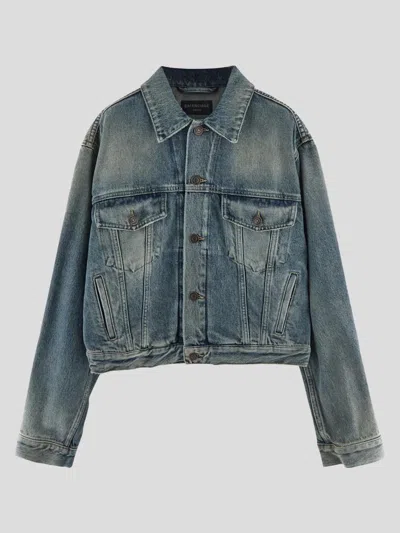 Balenciaga Coatsjackets In Blue Rust
