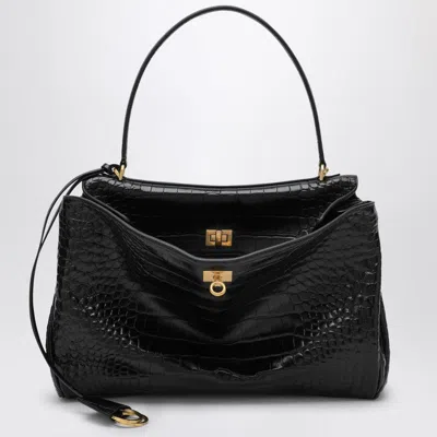 Balenciaga Cocco-print Black Calfskin Medium Rodeo Bag Women
