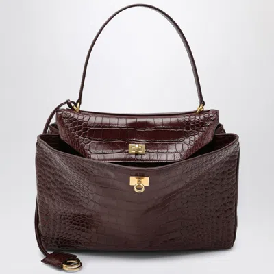 Balenciaga Cocco-print Burgundy Calfskin Medium Rodeo Bag Women In Brown