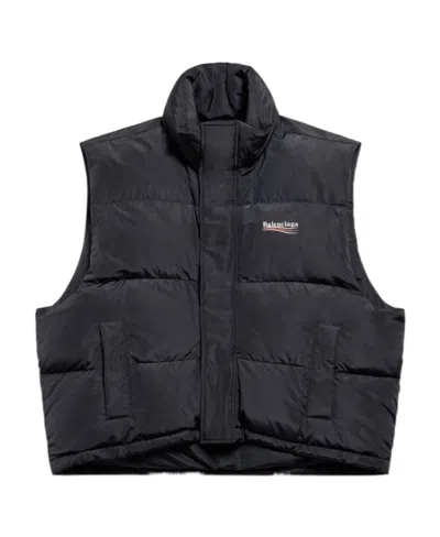 Balenciaga Cocoon Logo-print Padded Gilet In Black