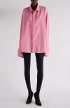 Balenciaga Distressed Long-sleeved Logo Shirt In Baby Pink