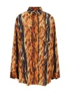 Balenciaga Fur Print Cocoon Silk Crepe Blouse In Brown