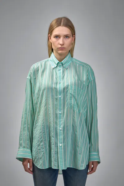 Balenciaga Striped Cocoon Shirt In Green