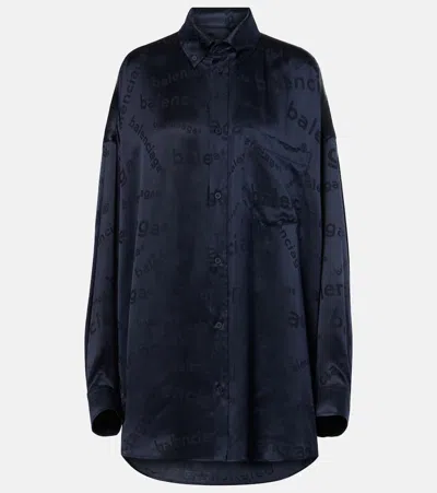 Balenciaga Allover Logo Long In Blue