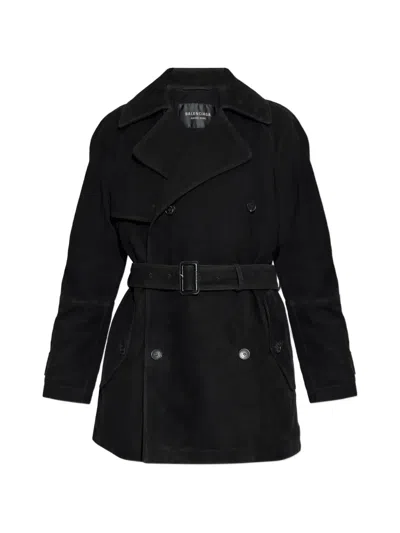 Balenciaga Cocoon Trench Coat In Black