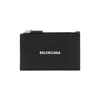Balenciaga Black Leather Wallet With Logo In Black