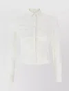 Balenciaga Collared Long Sleeve Ruched Top In Burgundy