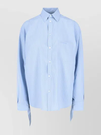 BALENCIAGA COLLARED STRIPED TOP CHEST POCKET