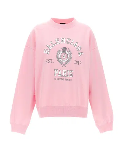 Balenciaga College 1917 Crewneck Sweatshirt In Pink