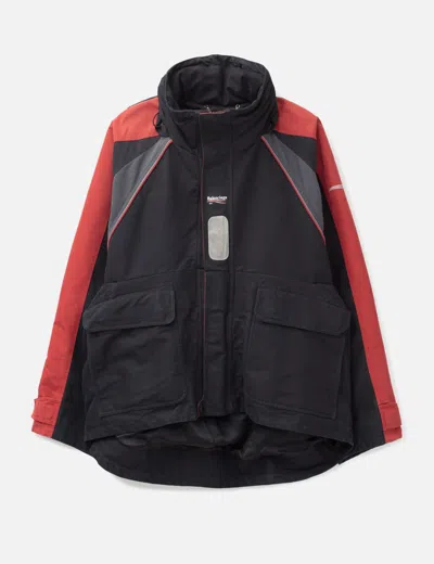 Balenciaga Color Block Coat In Black