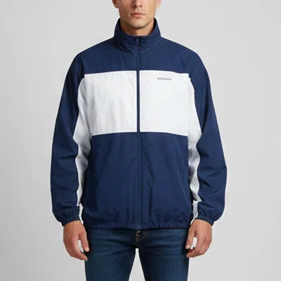 Pre-owned Balenciaga Color Block Logo Print Cotton Oversized Zip Up Jacket Xl In Blue