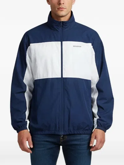 Pre-owned Balenciaga Color-block Logo-print Jacket In Blue