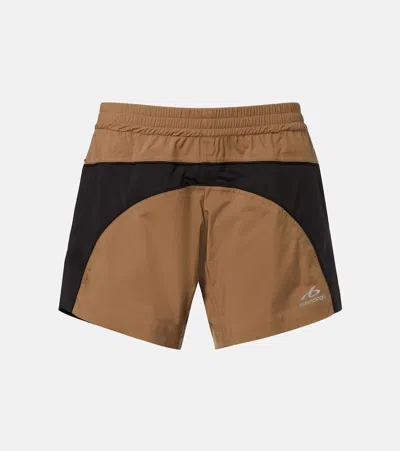 Balenciaga Colorblocked Taffeta Shorts In Brown