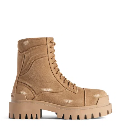 Balenciaga Combat Strike Ankle Boots In Blue
