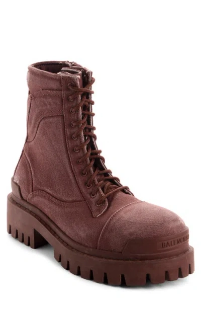 Balenciaga Combat Strike Boot In Brown
