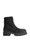 Balenciaga Slate Canvas Combat Strike Ankle Boots In Black