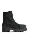 Balenciaga Slate Canvas Combat Strike Ankle Boots In Black