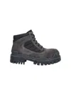 Balenciaga Slate Suede And Canvas Combat Ankle Boots In Brown