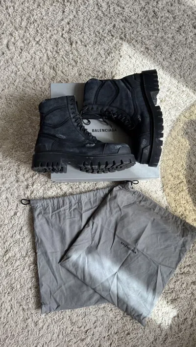 Pre-owned Balenciaga Combat Strike Canvas Cotton Boot