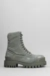 Balenciaga Green Lace-up Combat Boots In Brown