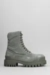 Balenciaga Green Lace-up Combat Boots In Khaki