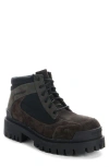 Balenciaga Slate Suede And Canvas Combat Ankle Boots In Brown