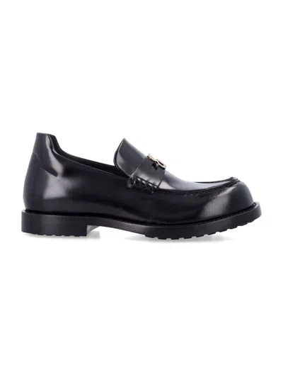 Balenciaga Comfy Square-toe Glossy Leather Loafers With Removable Logo In Black