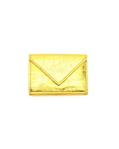 Balenciaga Compact Gold Wallet In Yellow