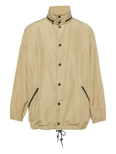 Pre-owned Balenciaga Concealed-hood Logo-print Jacket In Neutral