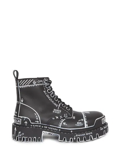 BALENCIAGA CONTRAST SKETCHES LACE-UP BOOTIES FOR WOMEN