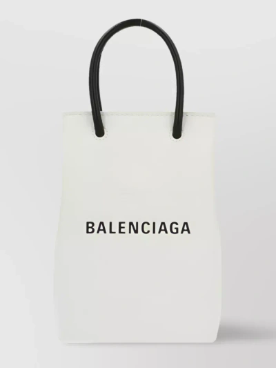 Balenciaga Contrasting Two-tone Leather Tote In White