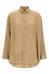 Balenciaga Satin Long-sleeved Striped Shirt In Brown