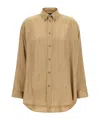 Balenciaga Satin Long-sleeved Striped Shirt In Brown