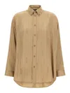 Balenciaga Satin Long-sleeved Striped Shirt In Brown