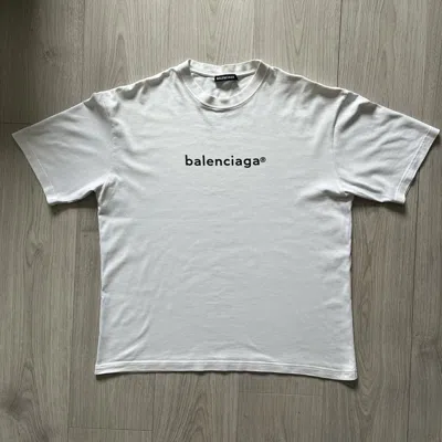 Pre-owned Balenciaga Copyright Tee White