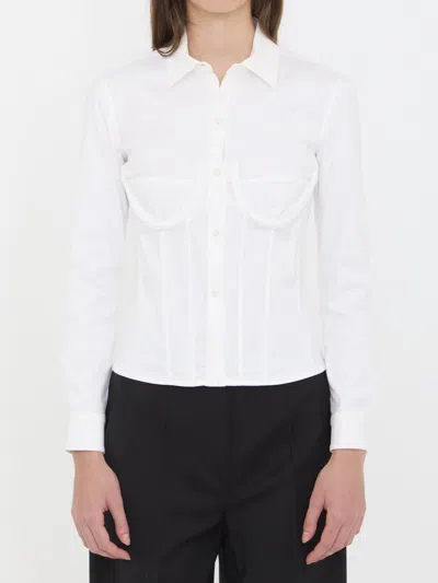Balenciaga Corsedet Shirt In Stretch Poplin In White