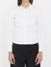 Balenciaga Corseted Stretch Poplin Button-up Shirt In White