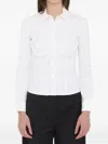Balenciaga Corseted Stretch Poplin Button-up Shirt In White